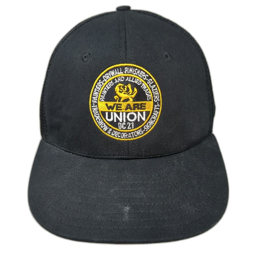 Unionwear Black Trucker Hat One Size IUPAT DC 21 Painters Union Mesh Snapback
